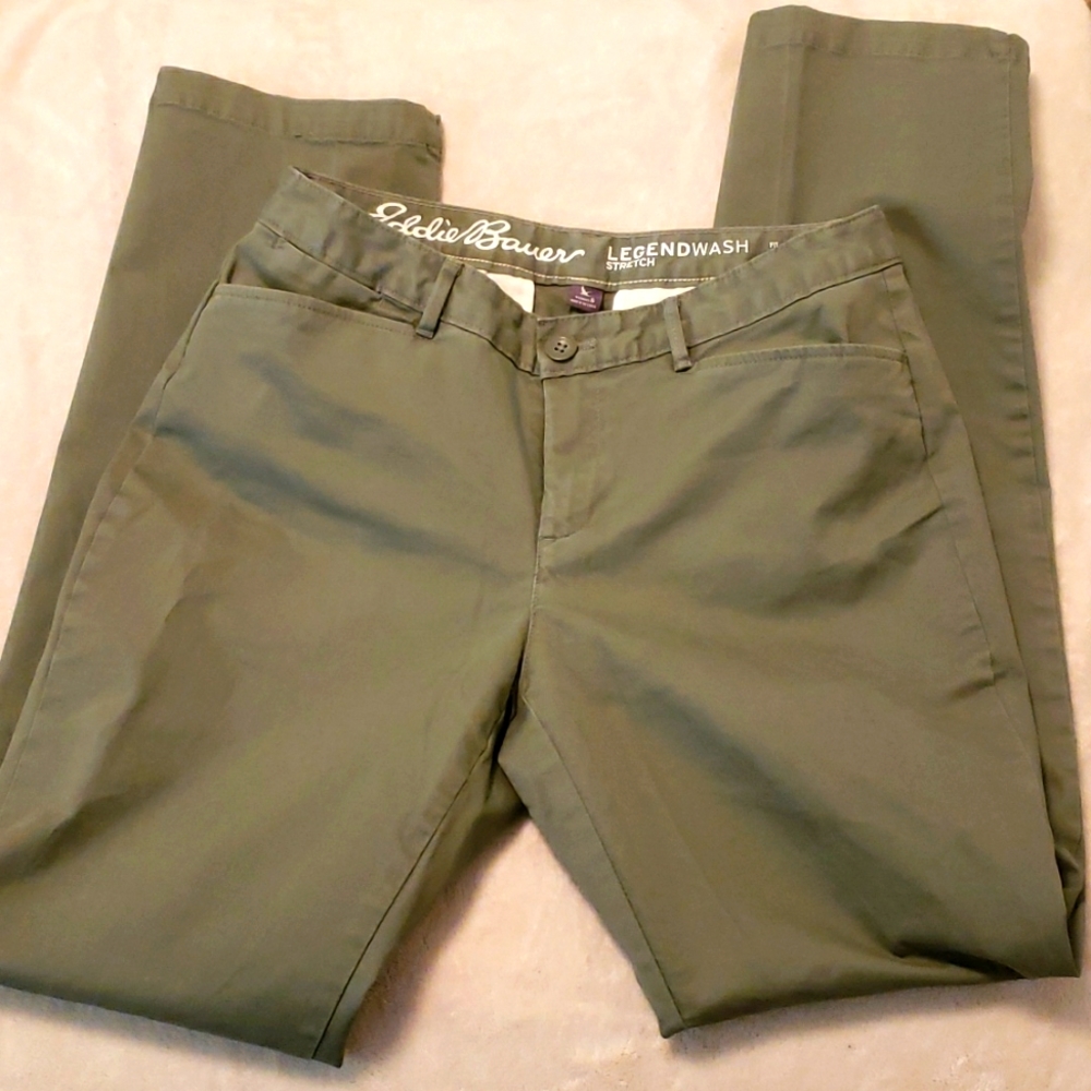 Eddie Bauer, sage green chinos styled pants, size 6